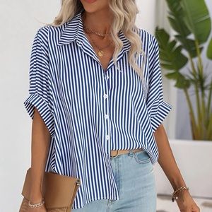 BLUE + WHITE BUTTON DOWN SHIRT